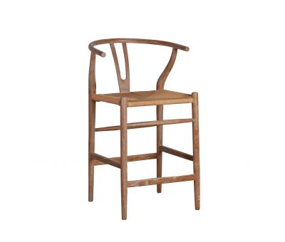 wishbone counter stool with woven seat 