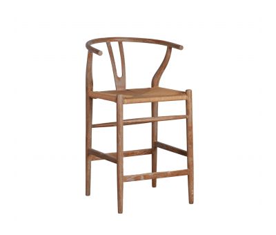 wishbone counter stool with woven seat 