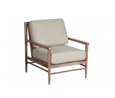 Linen arm chair with oak frame 