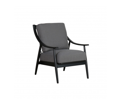 Modern armchair with black frame grey upholstery 
