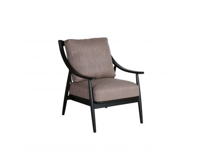 Modern armchair with black frame grey upholstery 