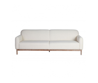 Cream boucle sofa with oak legs