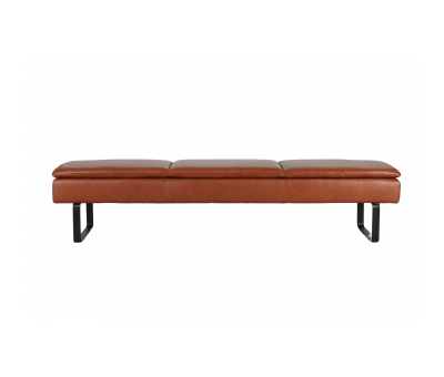 leather bench on black metal legs