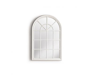 Block & Chisel cathedral styled mirror with white distressed wooden frame