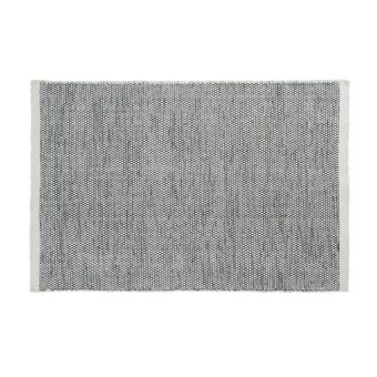 Block & Chisel white/black wool rug with white trim