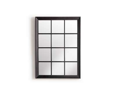 Block & Chisel rectangular panelled mirror with matt black wooden frame