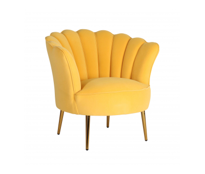 marina scalloped shape back in yellow with high armrest chair