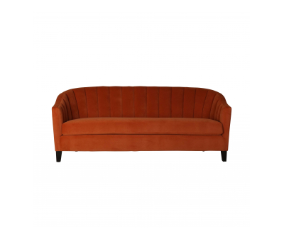 3 seater sofa upholstered in burnt orange