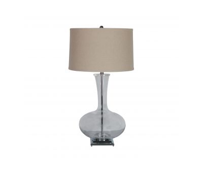 glass lamp base with linen shade