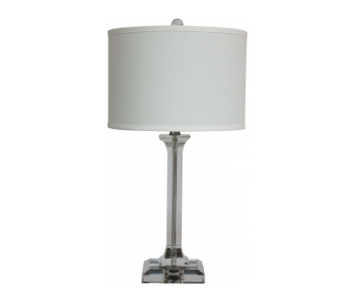 Block & Chisel table lamp with white linen shade and crystal base