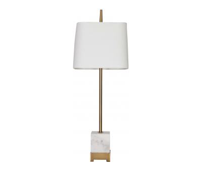 Block & Chisel natural white marble lamp with white linen shade