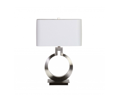 metal chrome base lamp with white shade