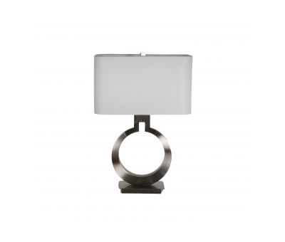 metal chrome base lamp with white shade