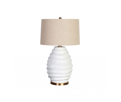 White ceramic lampbase with beige shade