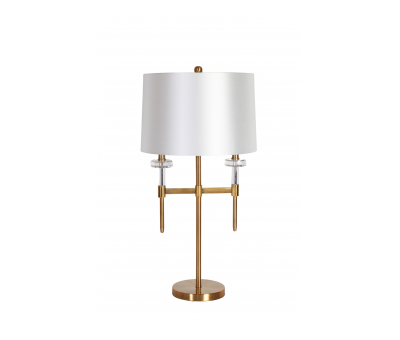 gold lamp base with white shade 
