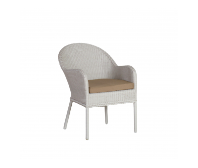 Outdoor armchair white synthetic cane and seat cushion resort collection