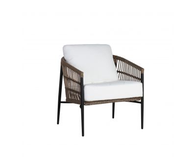 Outdoor armchair with seat and back cushion