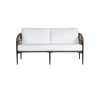 Fully outdoor sofa with black aluminum frame and cushions 