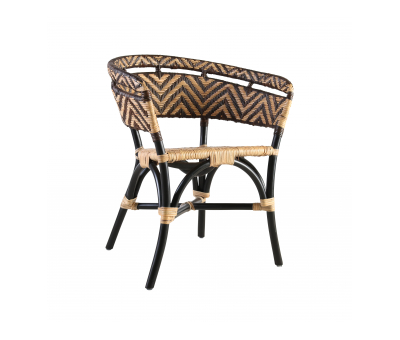 U-shaped rattan chair with zigzag design