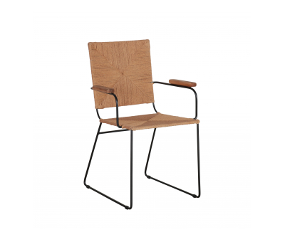 Casual dining chair with rattan seat, back and armrests
