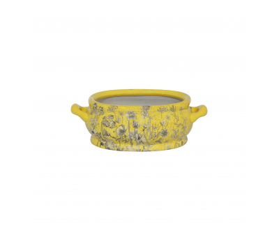 yellow daisy ceramic footbath oval