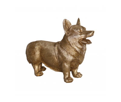 Golden corgi dog statue