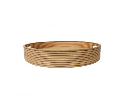 Block and chisel natural bamboo round tray