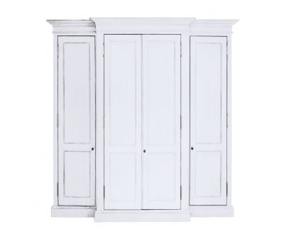 Block & Chisel weathered oak breakfront wardrobe in Antique White with clay