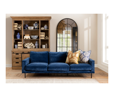 3-seater dark blue velvet modern sofa