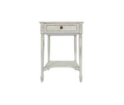 Block and chisel french style bedside table with shelf 