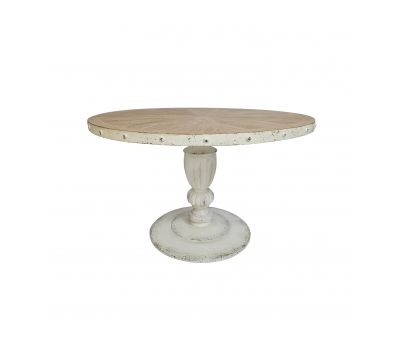 Block and chisel white painted round table