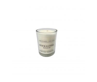 Block and chisel signature candle small votive 