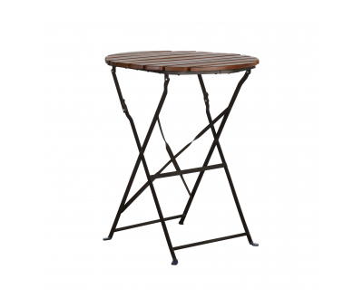 metal and wood slatted bistro table 