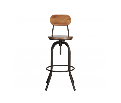wood and metal industrial barstool with back 
