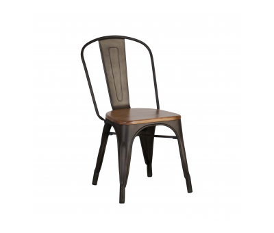 wood and metal industrial dining chair 