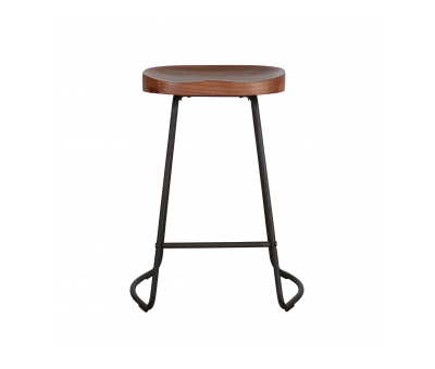 Metal and wood counter stool without back