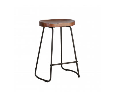 Metal and wood counter stool without back