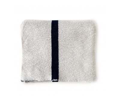 knitted cotton throw natural and navy stripe