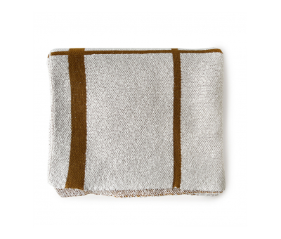 knitted mustard and natural cotton throw