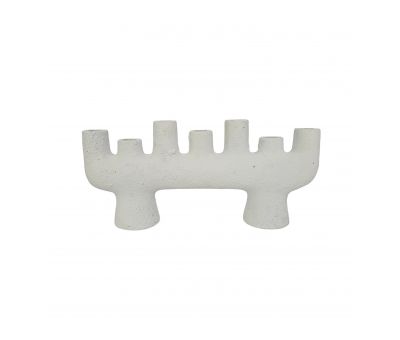 Block and chisel white ceramic candle holder 