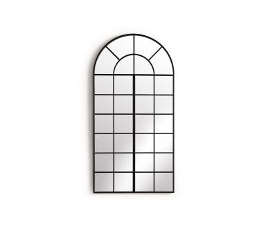 Black arched window pane mirror