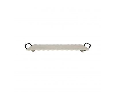 Block and chisel painted wooden tray with handles