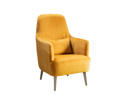 Emily occasional chair in orange mustard upholstery with additional back cushion