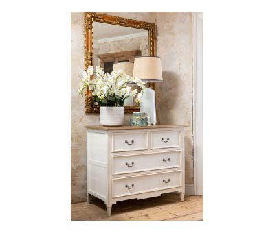 Block & Chisel weathered oak 4 drawer chest with an antique white base