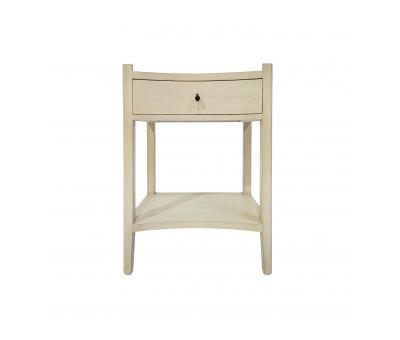 Block & Chisel wooden bedside table with wicker rattan top