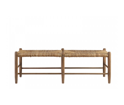 bench with wooden frame and raffia seat