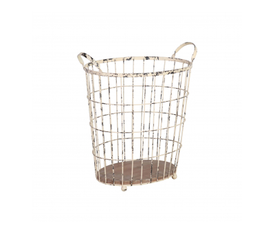Metal and wood storage basket