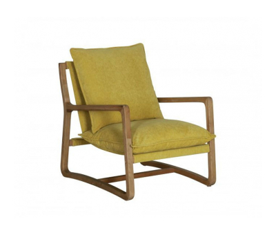 Mid century Chartreuse armchair with oak frame