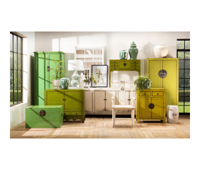 green lacquered chinese cupboard 