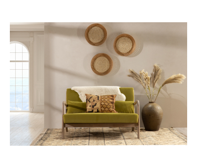 Harper 2 seater sofa in green velvet and wooden frame